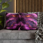 Abstract Plum Pillow Cover: Waves of Amethyst with Copper Fire Colored Accents