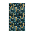 Geometric Abstract Hand Towel: Blue & Earthy Tones, Modern Rustic Decor, Hand-painted Effect