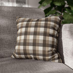 Neutral Brown Gingham Plaid Pillow Cover: Farmhouse Buffalo Check Accent