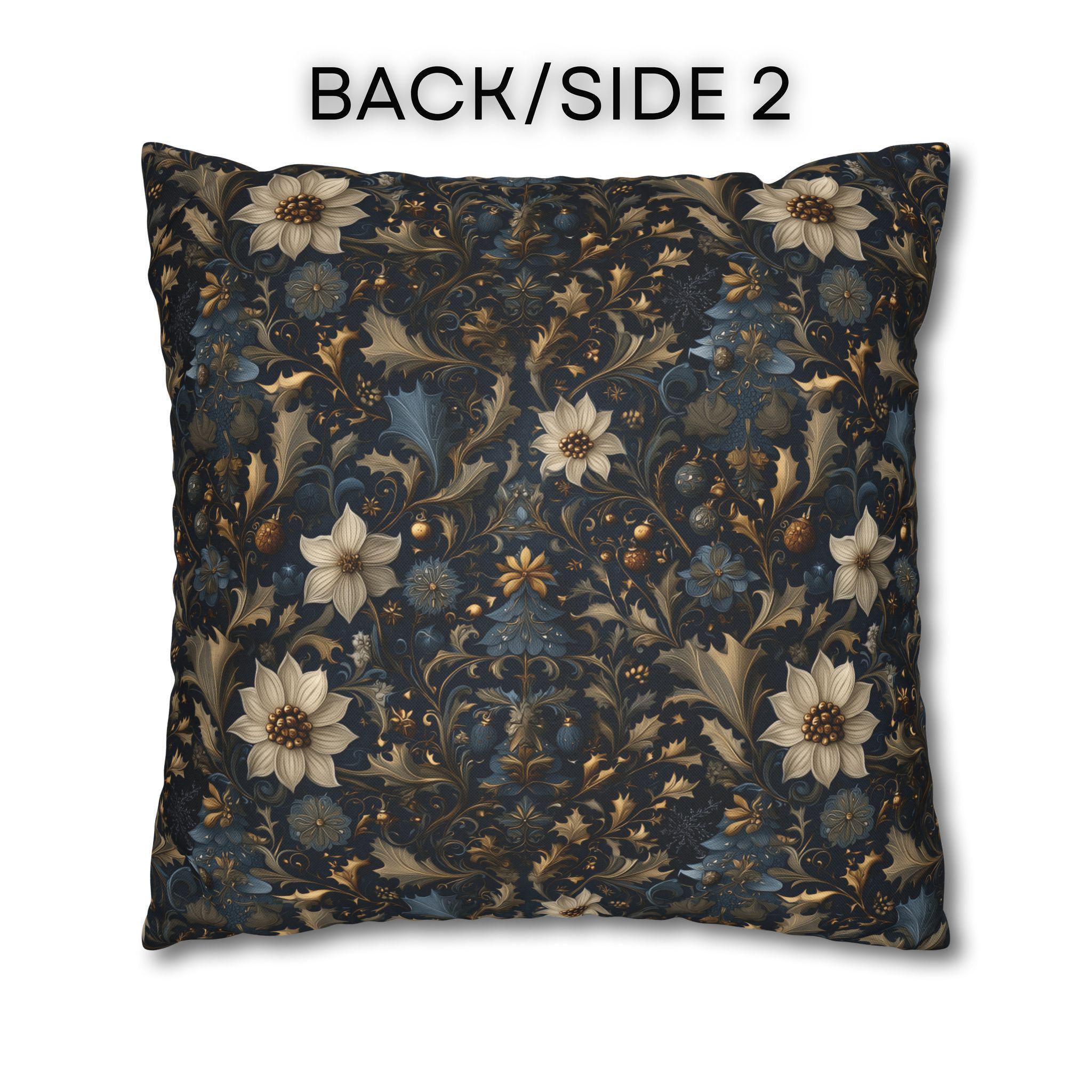 Midnight Blue William Morris Christmas Botanical Pillow Cover