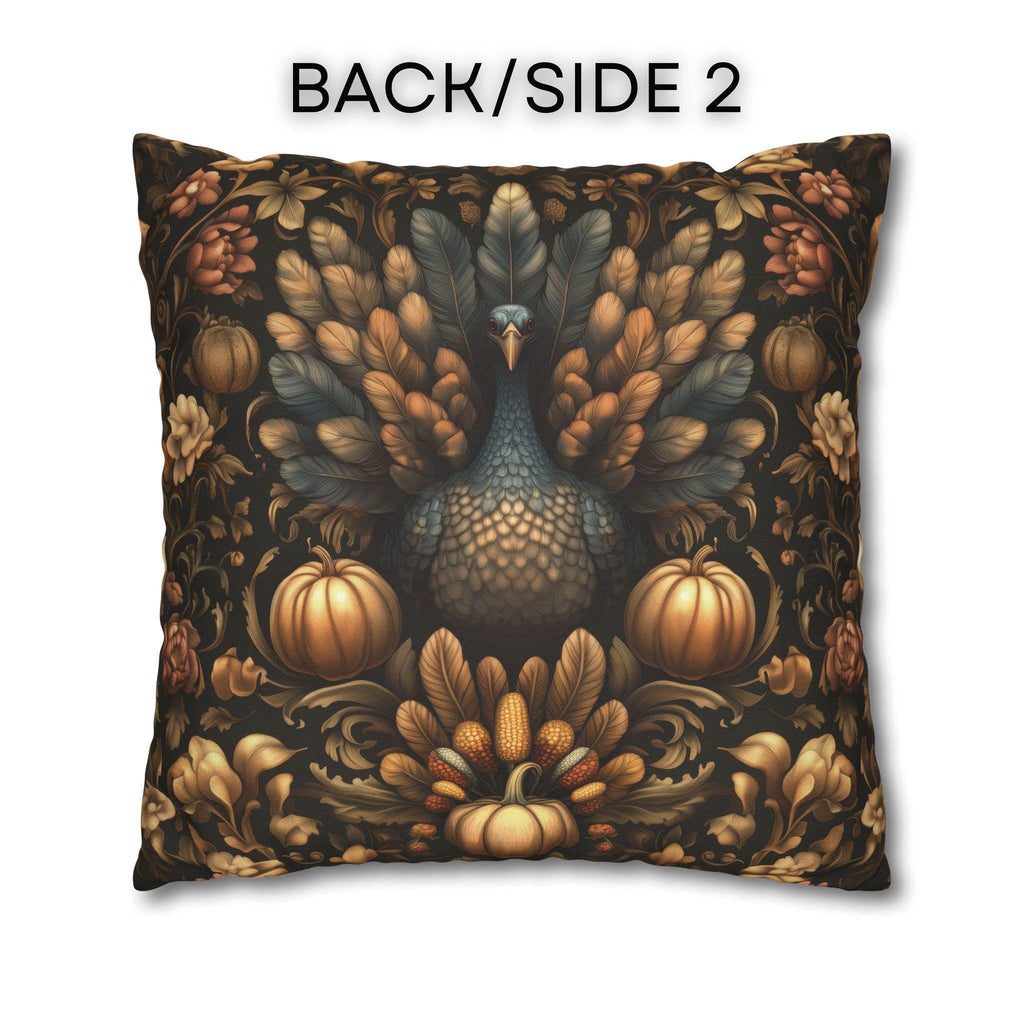 Fall Harvest Turkey Pillow Cover:  William Morris Inspired Botanical Autumn Accent