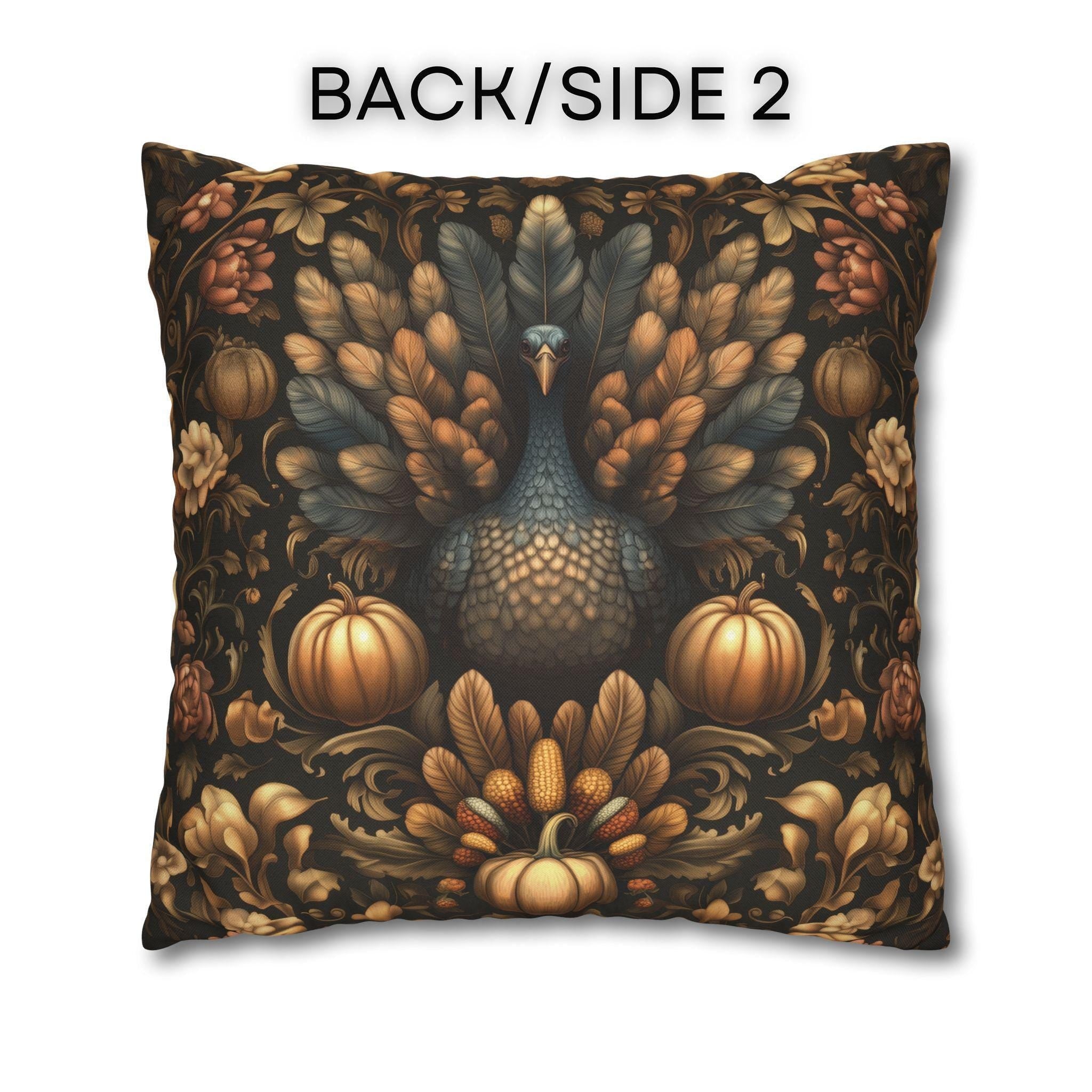 Fall Harvest Turkey Pillow Cover:  William Morris Inspired Botanical Autumn Accent