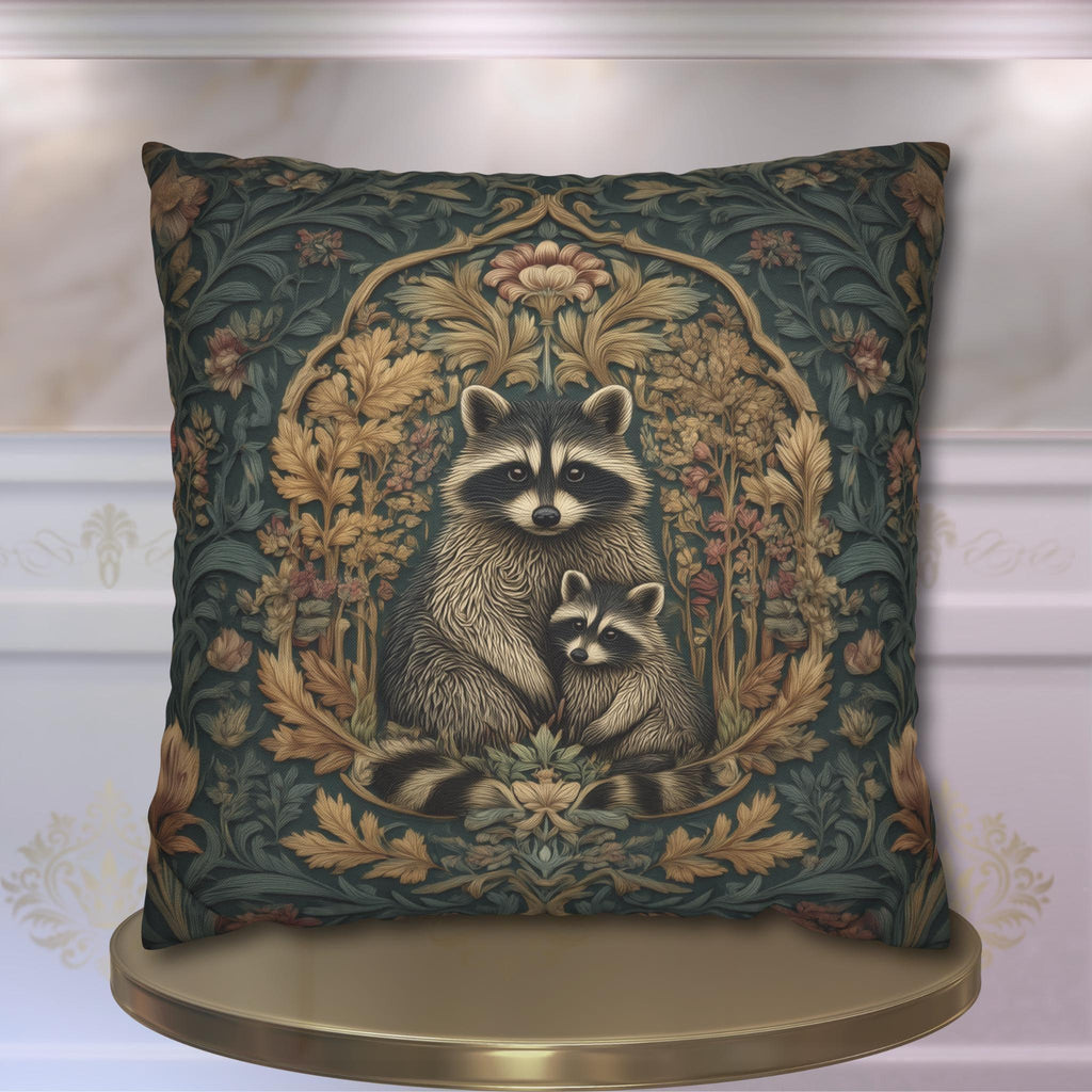 William Morris Raccoon Pillow Cover: Whimsical Woodland Animal Decor