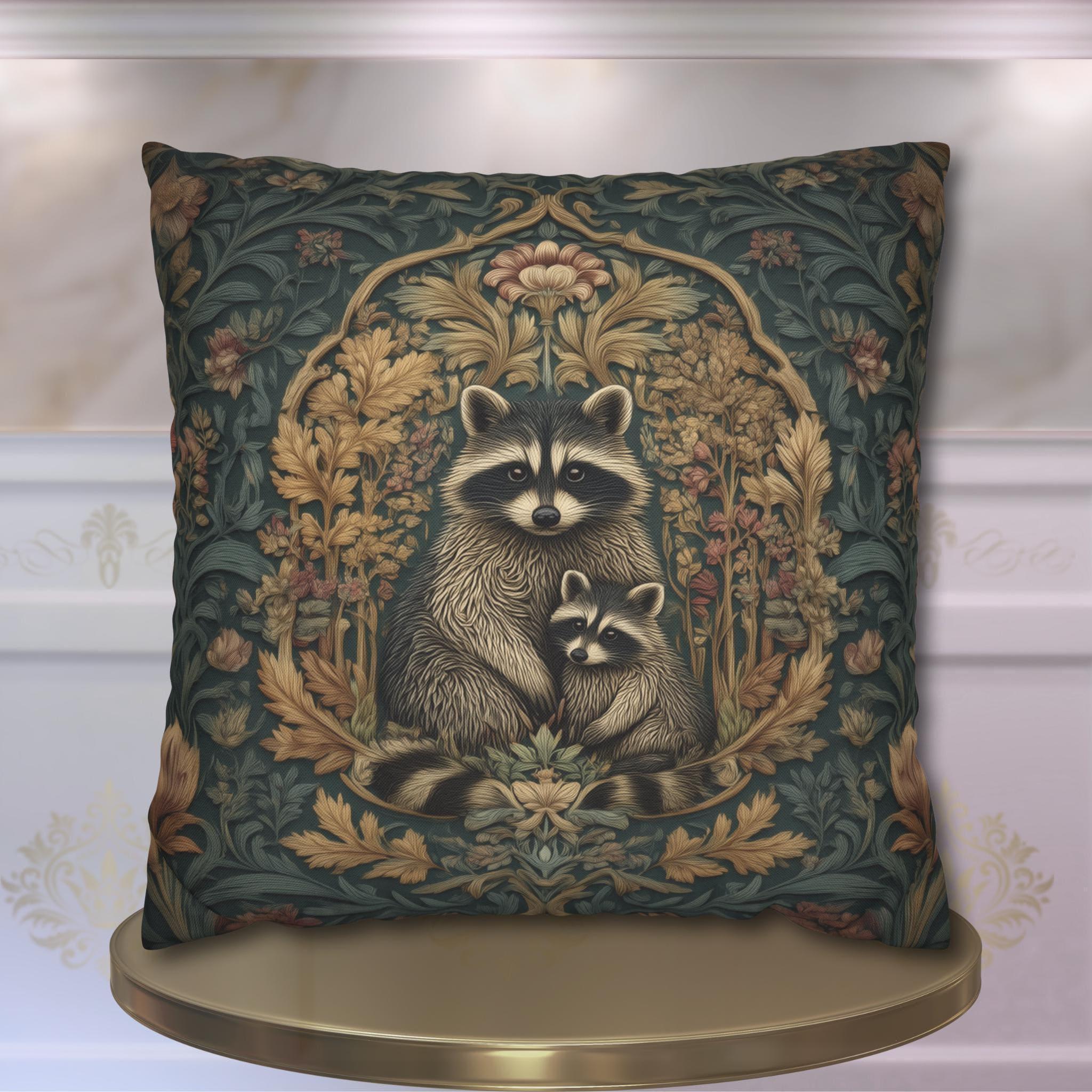 William Morris Raccoon Pillow Cover: Whimsical Woodland Animal Decor