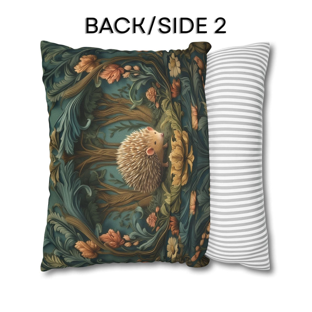 William Morris Inspired Pillow Cover: Woodland Hedgehog Storybook Forest Botanical