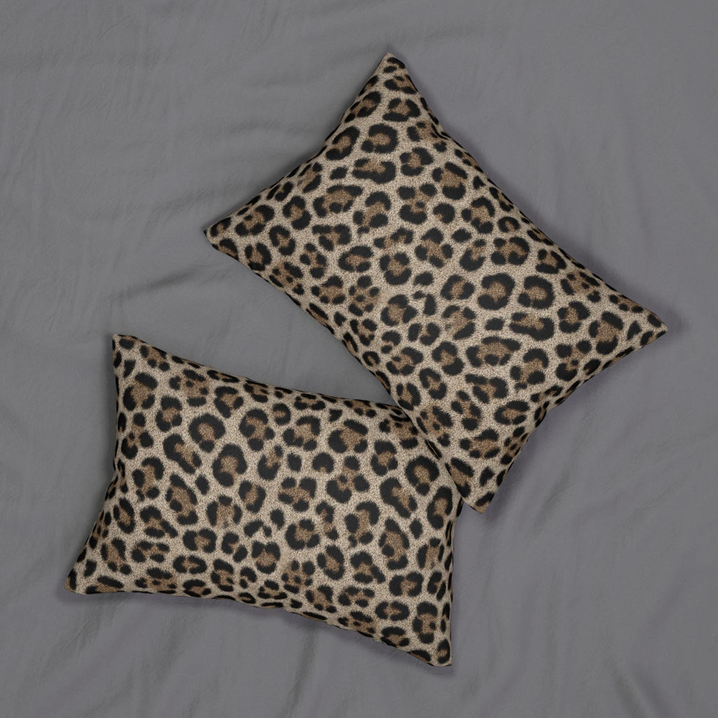 Beige Leopard Luxe Lumbar Pillow: Faux-Fur Look, Zero Cruelty