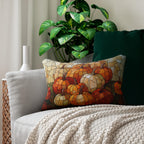 Pumpkin Mosaic Lumbar Pillow, Fall Decor, Stained Glass Effect
