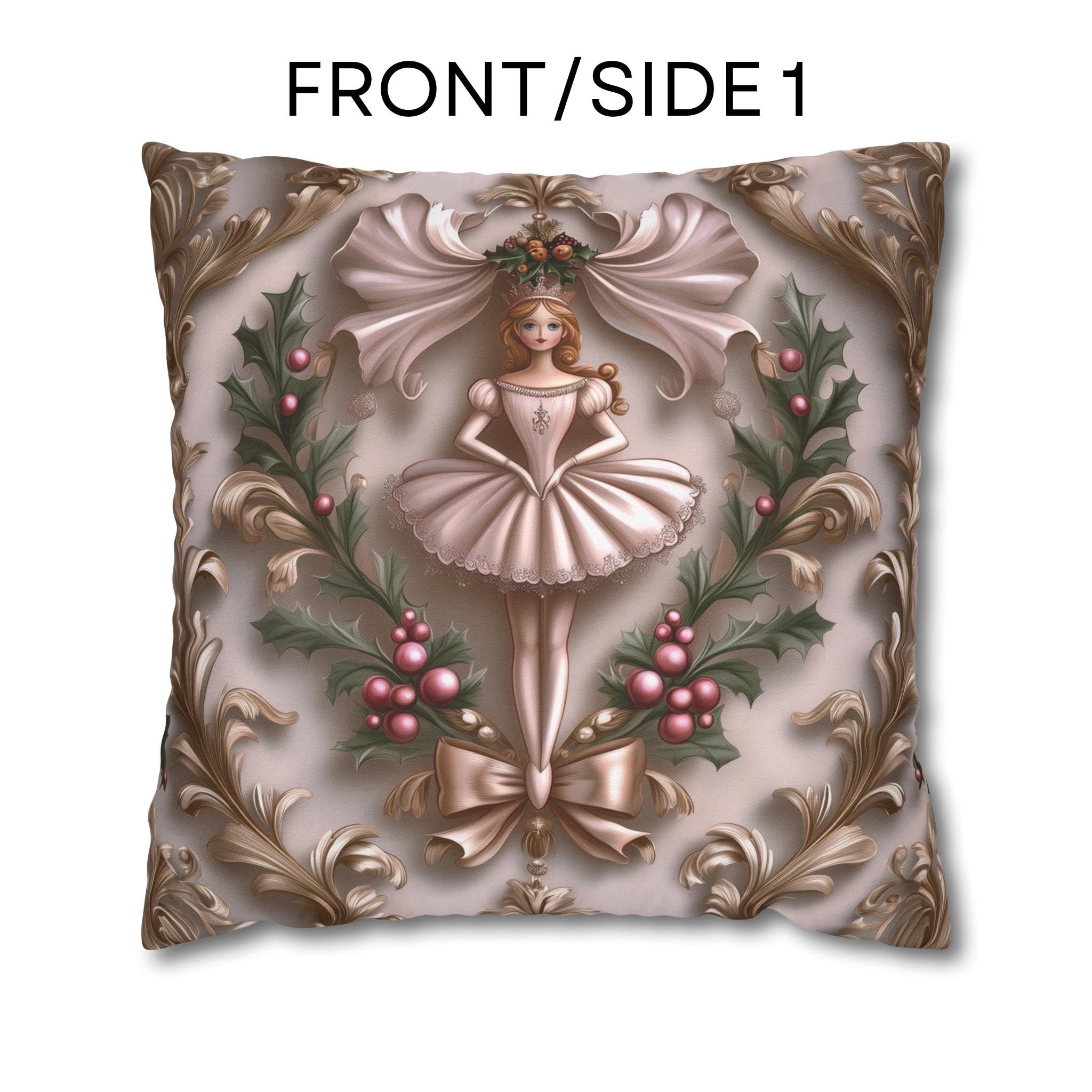 William Morris Inspired Pillow Cover: Nutcracker Ballerina Christmas Decor Vintage Style Holiday Home