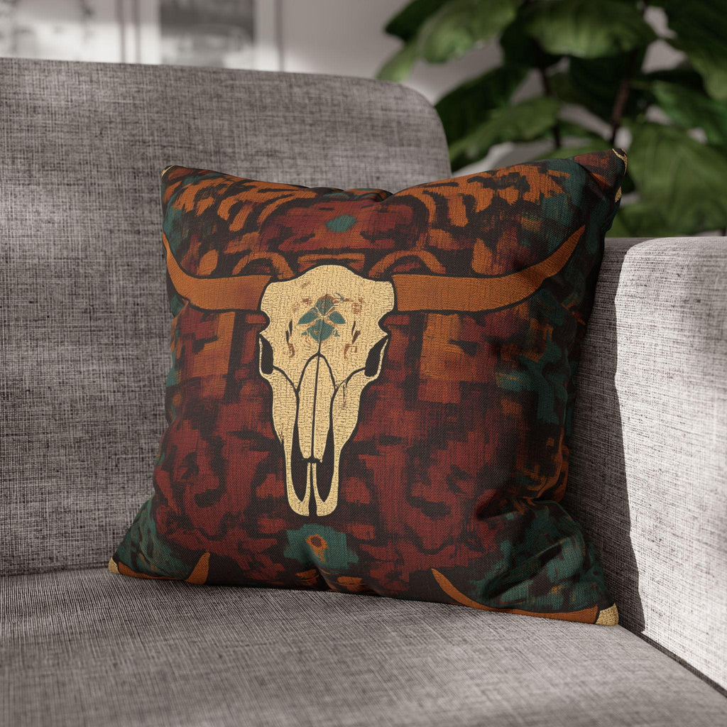 Longhorn Skull Pillow Cover: Southwestern Rustic Ranch Decor