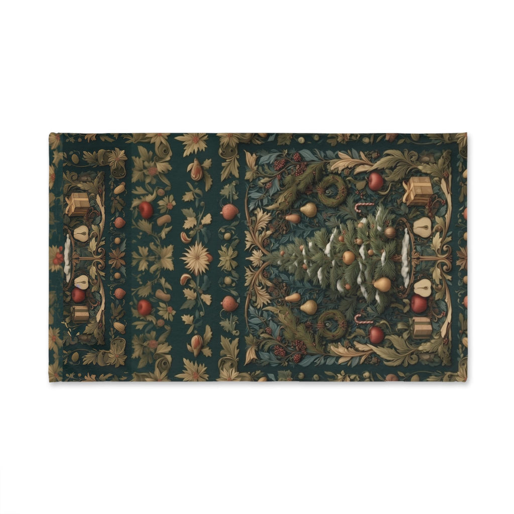 William Morris Christmas Tree Hand Towel: Vintage Style Holiday Tea Towel