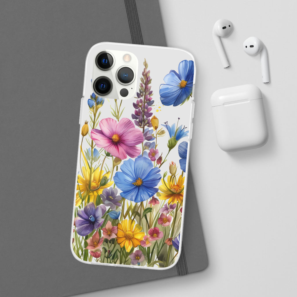 Floral Phone Case: Slim Matte TPU Cover, Wildflower Garden