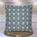 Elegant Fleur de Lis Pillow Cover: French Chateau Diamond Lattice Pattern in Soft Blue-Gray