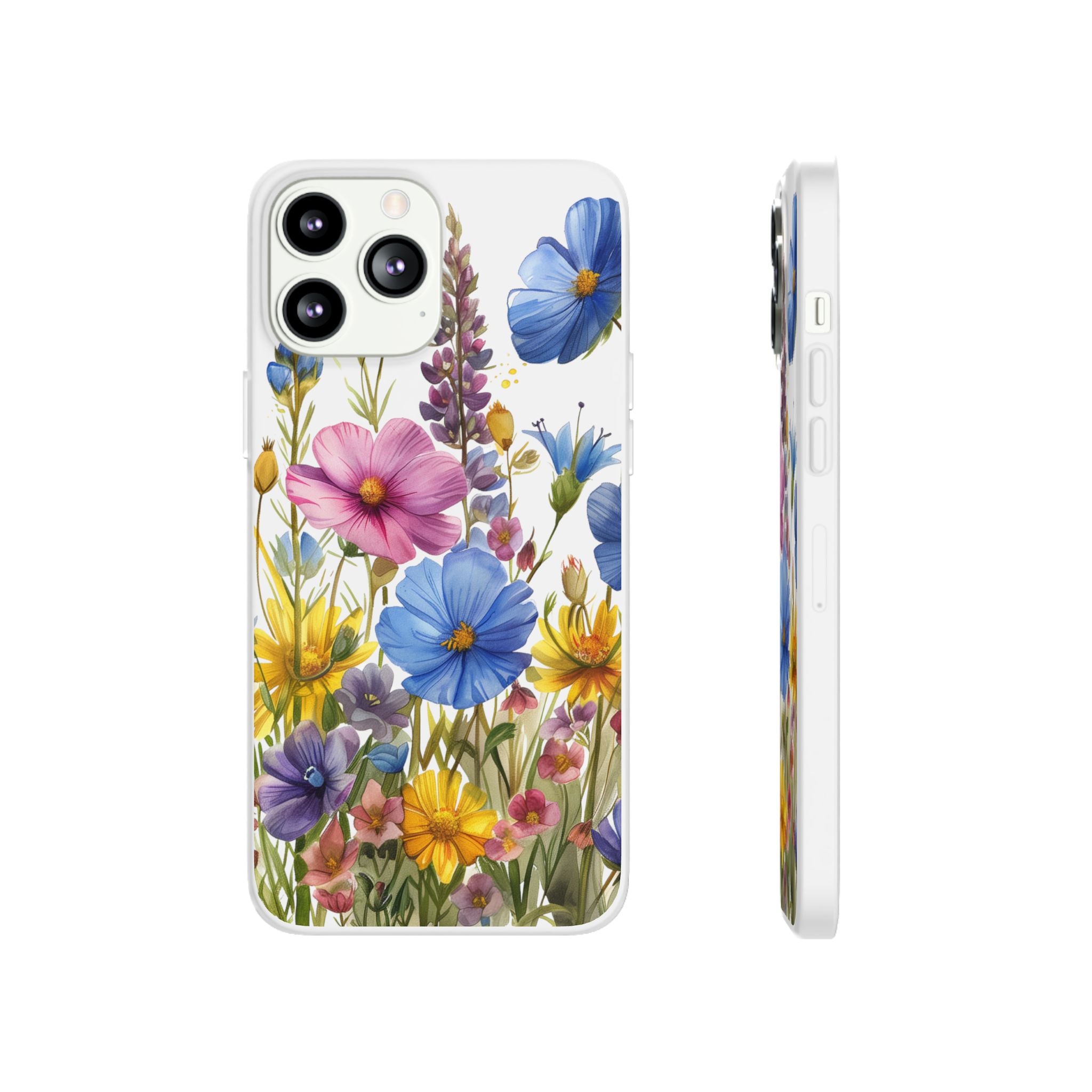 Floral Phone Case: Slim Matte TPU Cover, Wildflower Garden