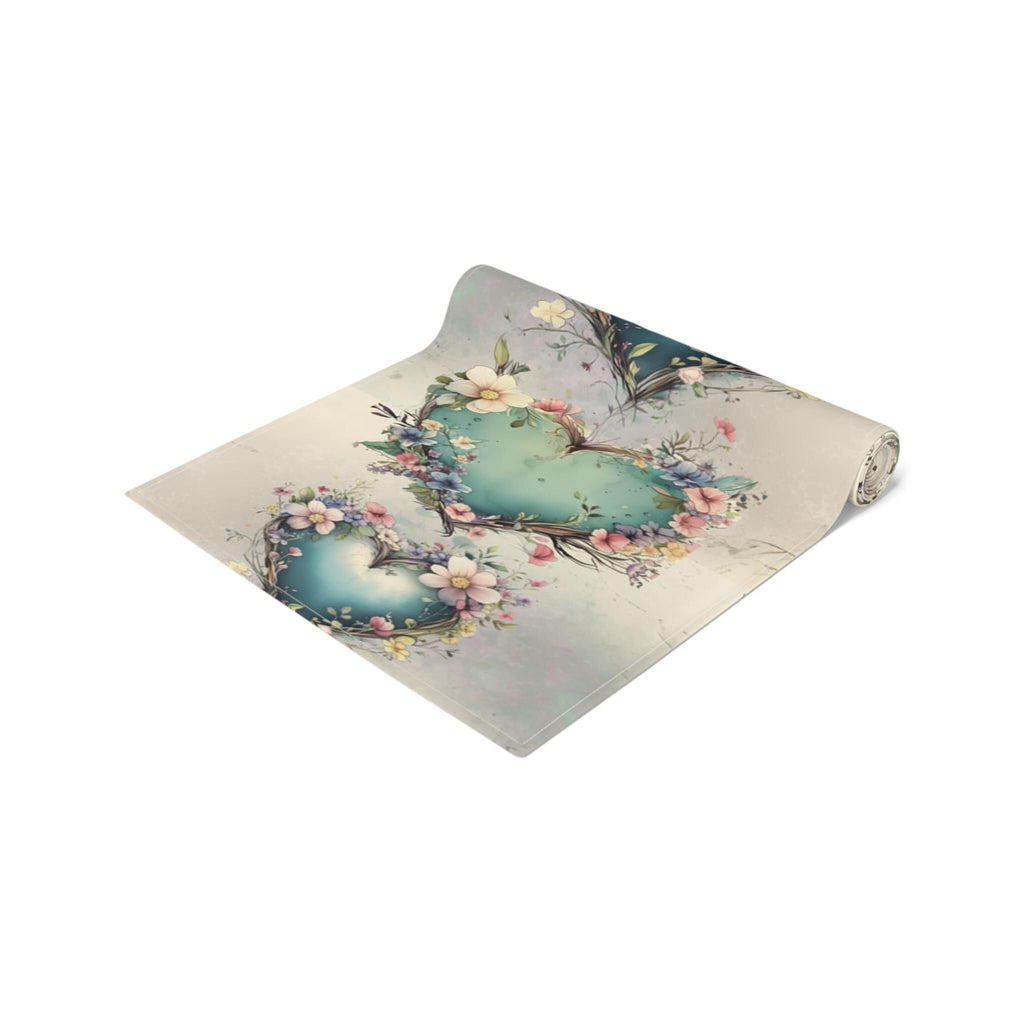 Romantic Floral Heart Table Runner: Elegant Wedding Decor & Dining Accessory for Special Occasions