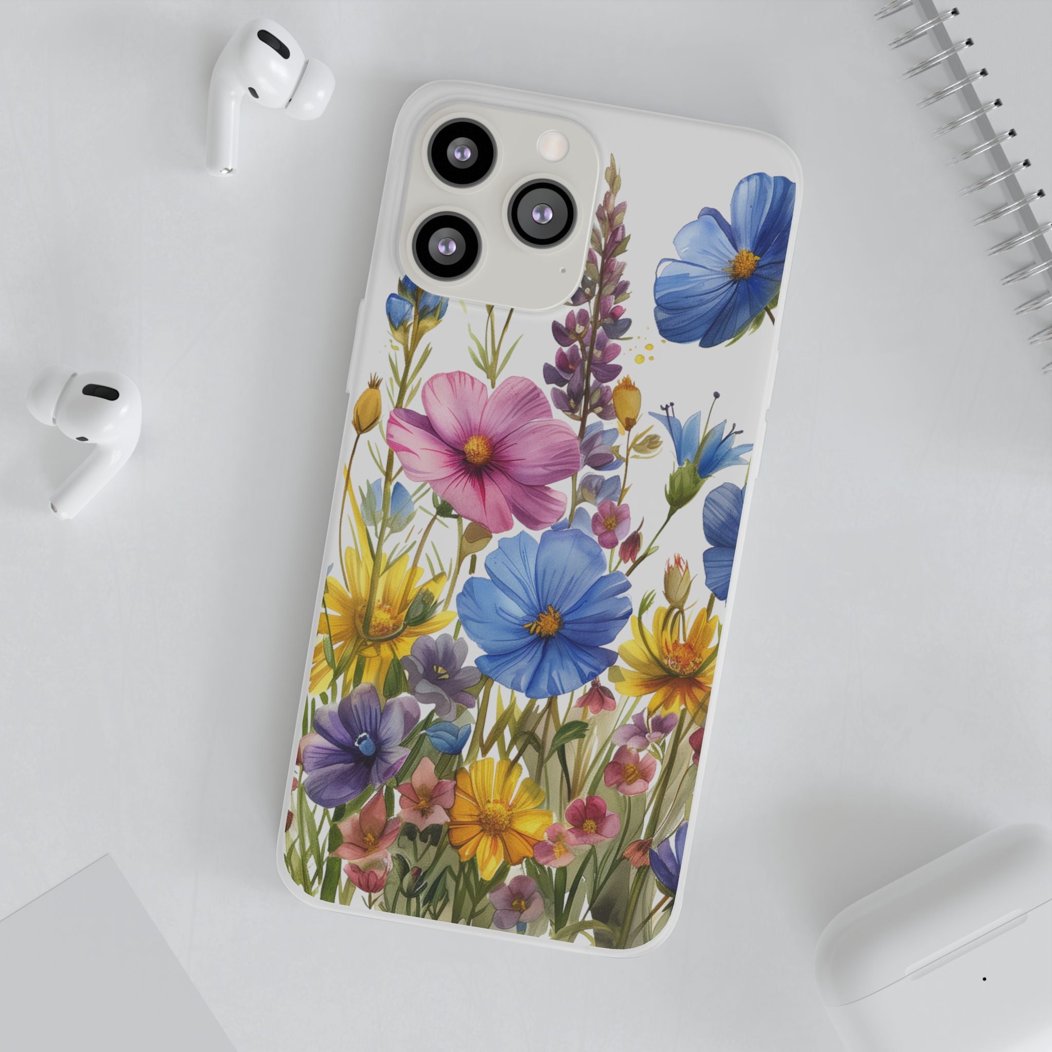 Floral Phone Case: Slim Matte TPU Cover, Wildflower Garden