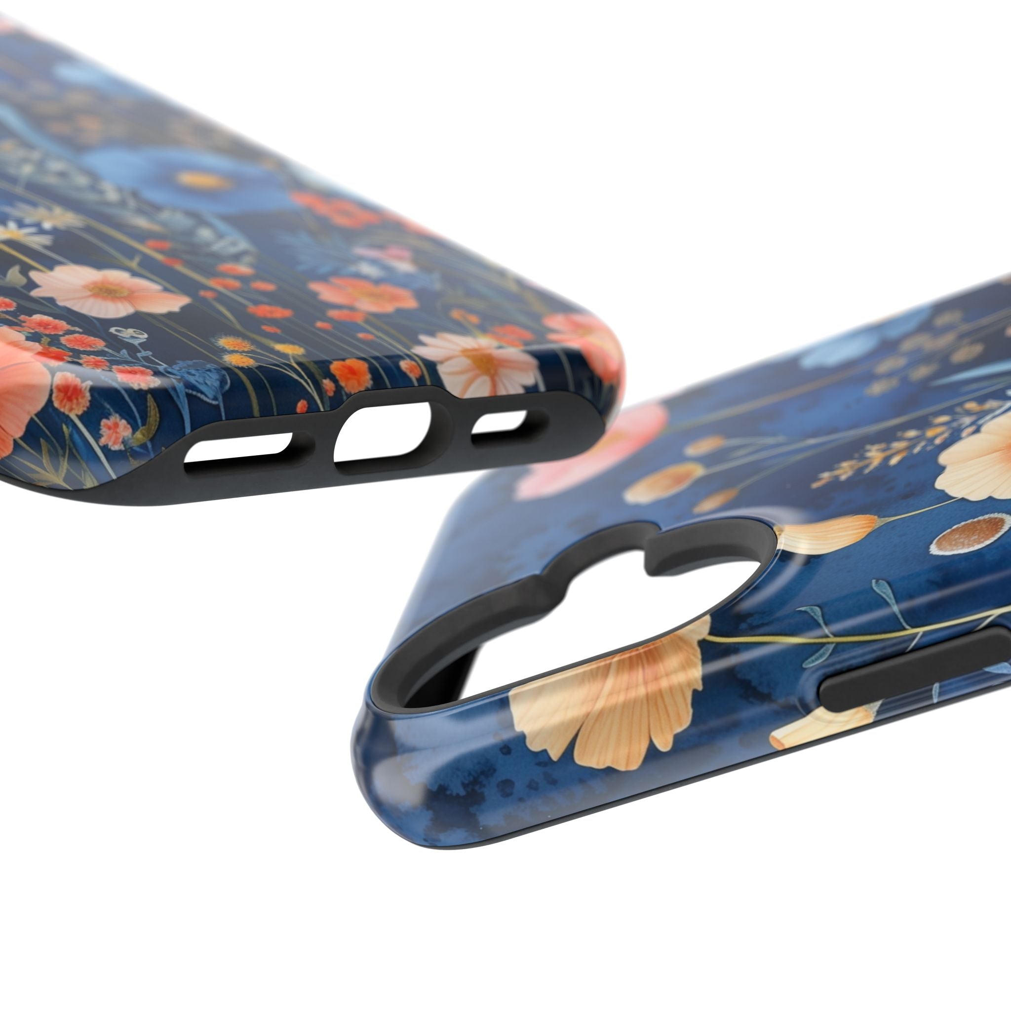 Blue Wildflower MagSafe iPhone Case: Dreamy Floral Design 14 15 16 Pro Plus Max