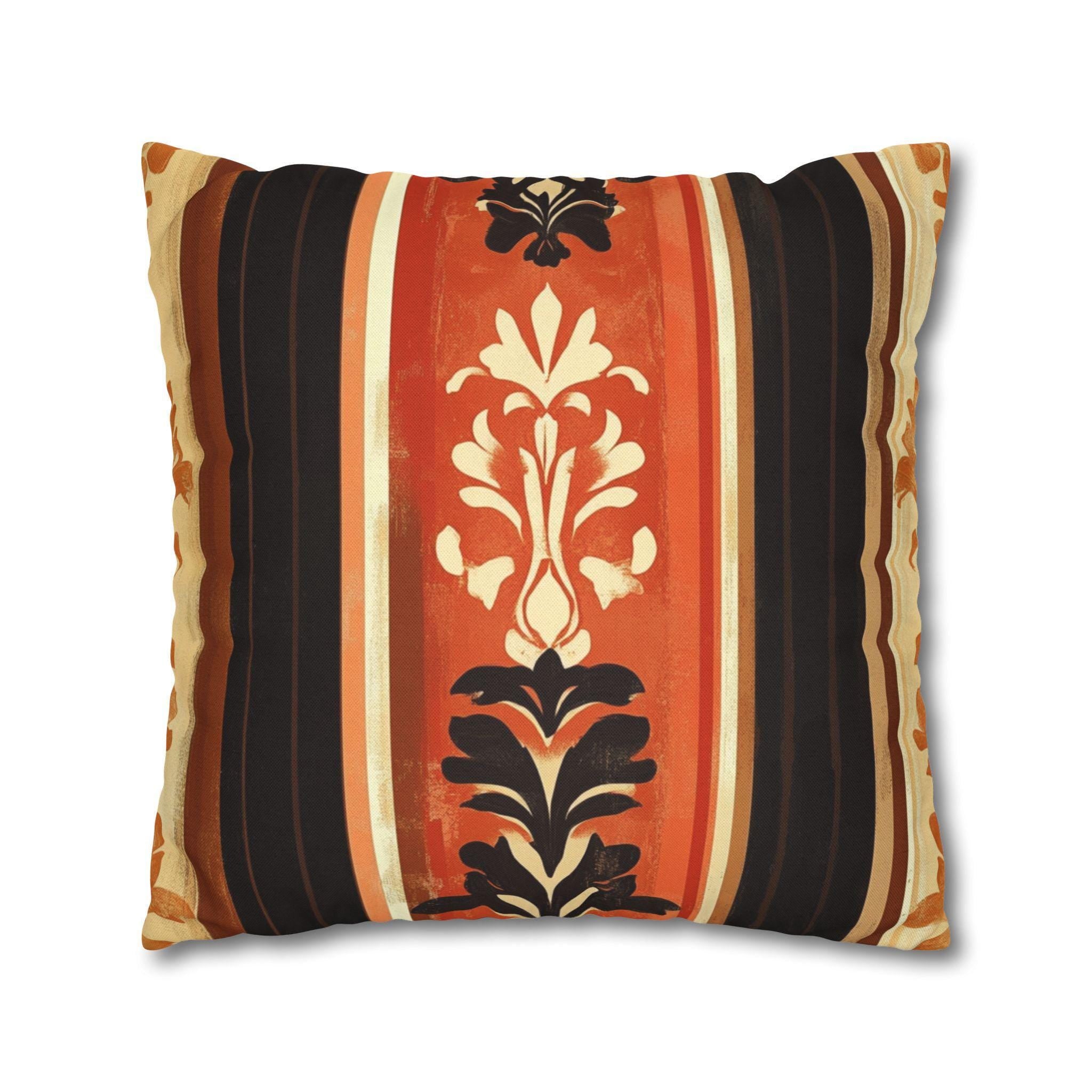 Fall Pillow Cover: Pumpkin Spice Damask Design (14x14 to 20x20 inches)