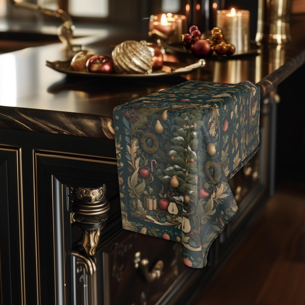 William Morris Christmas Tree Hand Towel: Vintage Style Holiday Tea Towel
