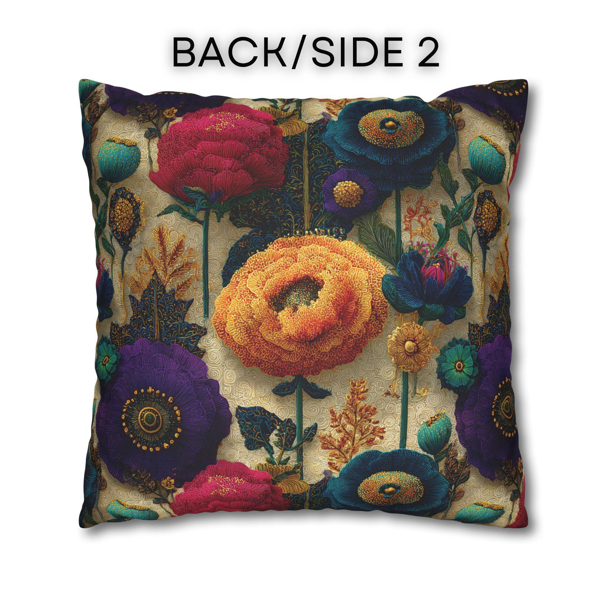 Art Nouveau Pillow Cover: Klimt Inspired Jewel Tone Floral Decor