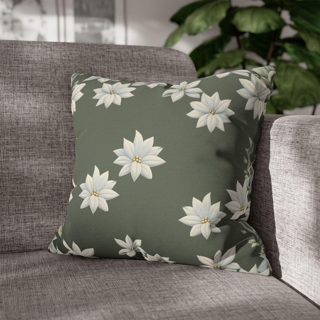William Morris Inspired Pillow Cover: Botanical White Flowers on Soft Sage