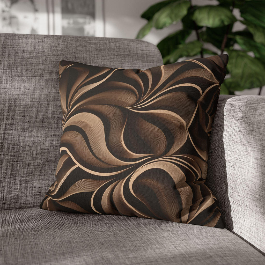 Abstract Mocha Swirl Pillowcase: Modern Ribbon Design for Contemporary Home Accent
