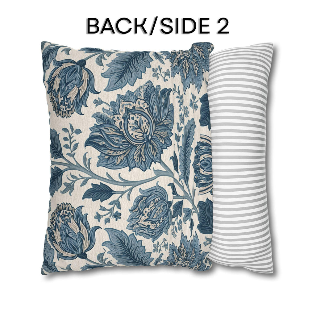 Blue Country Farmhouse Pillow Cover: William Morris Inspired Toile Floral Accent