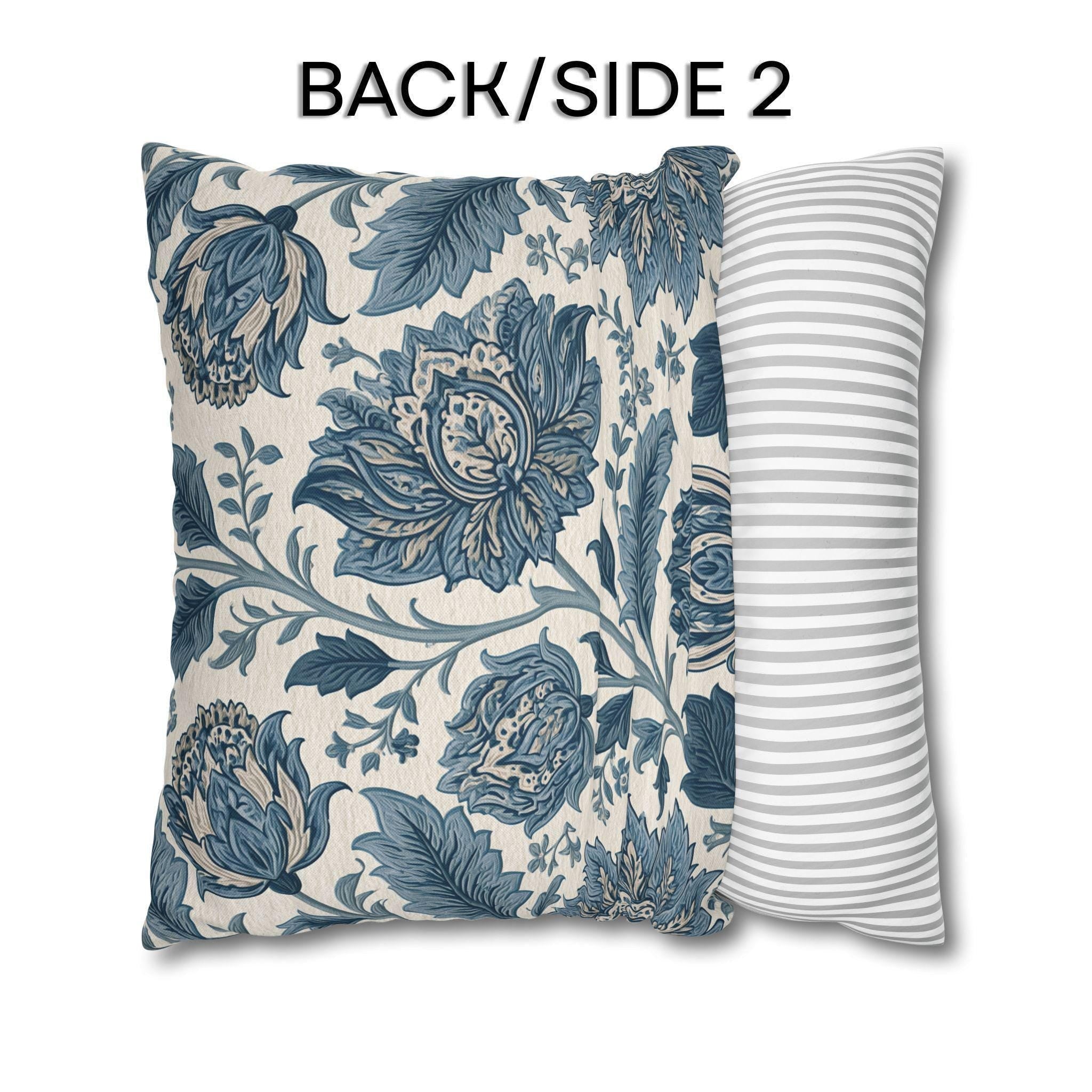 Blue Country Farmhouse Pillow Cover: William Morris Inspired Toile Floral Accent