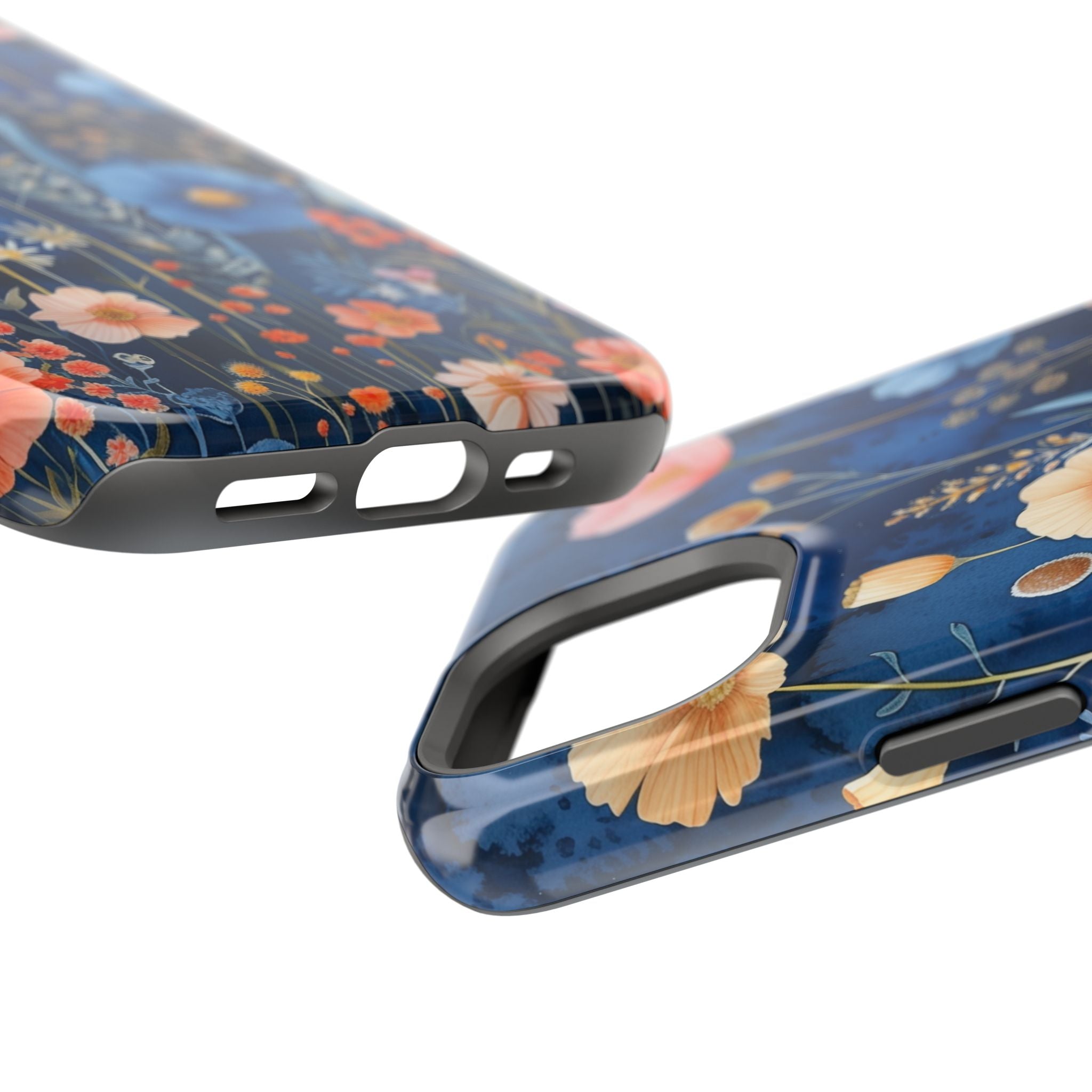 Blue Wildflower MagSafe iPhone Case: Dreamy Floral Design 14 15 16 Pro Plus Max
