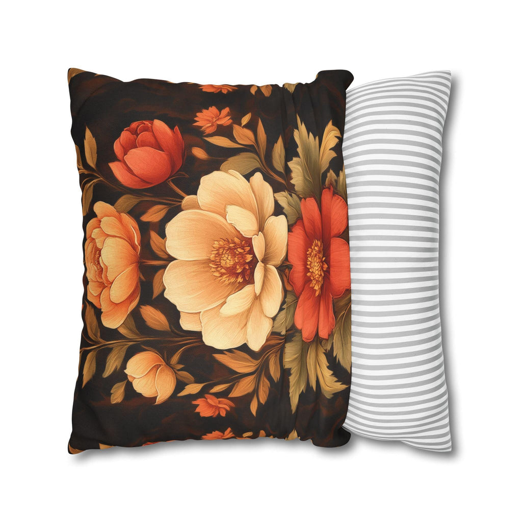 Peony Pillow Cover: Autumn Floral in Warm Rustic Colors