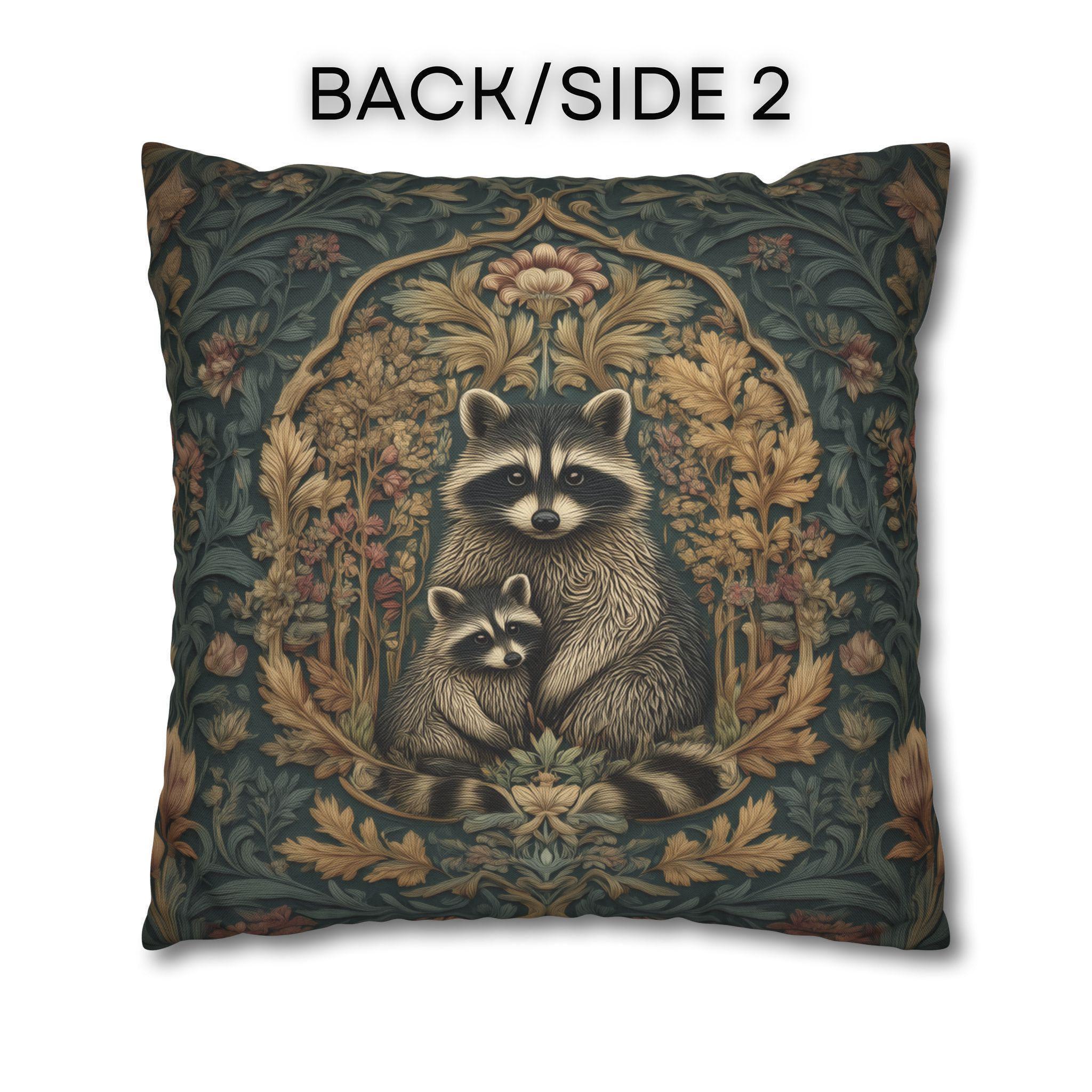 William Morris Raccoon Pillow Cover: Whimsical Woodland Animal Decor