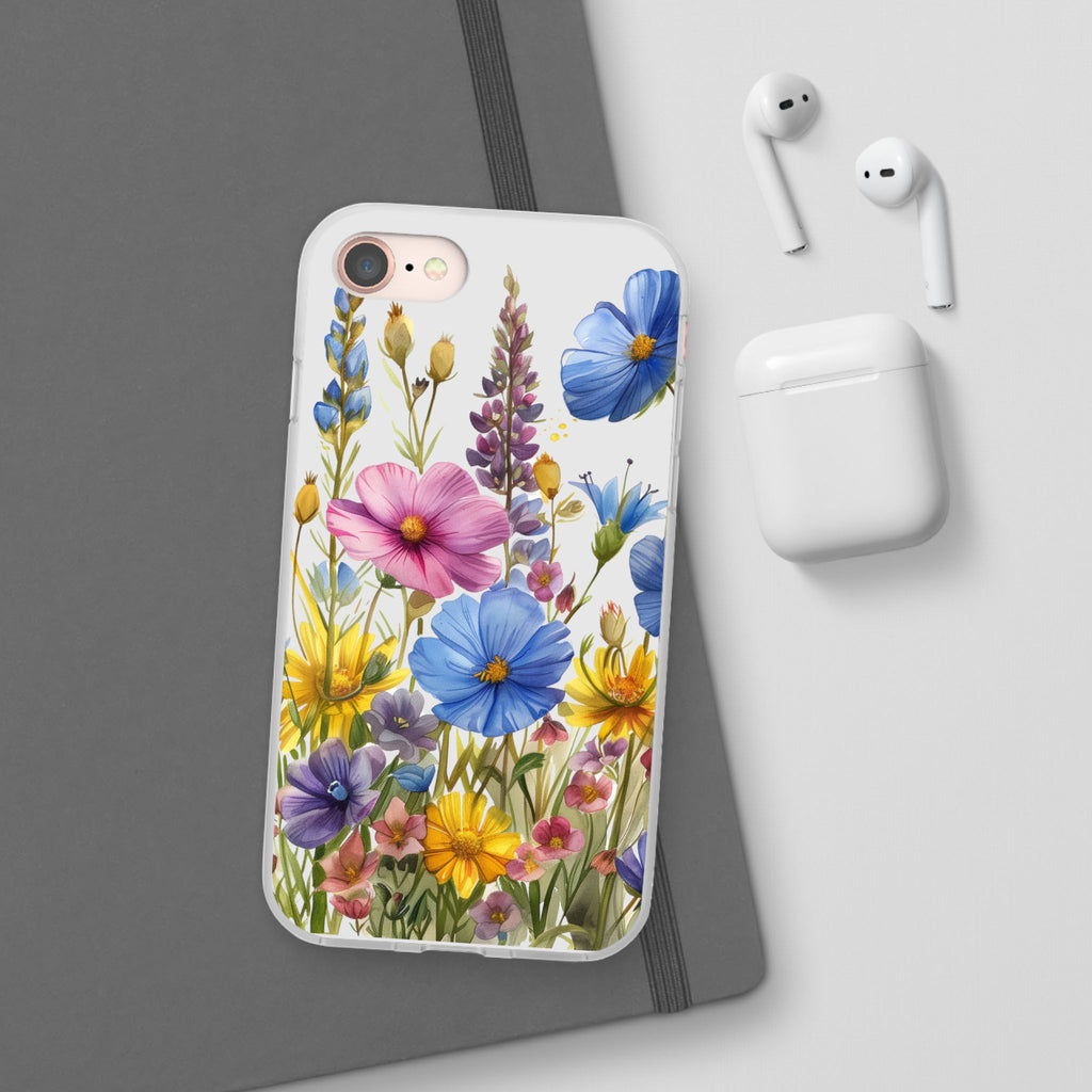 Floral Phone Case: Slim Matte TPU Cover, Wildflower Garden