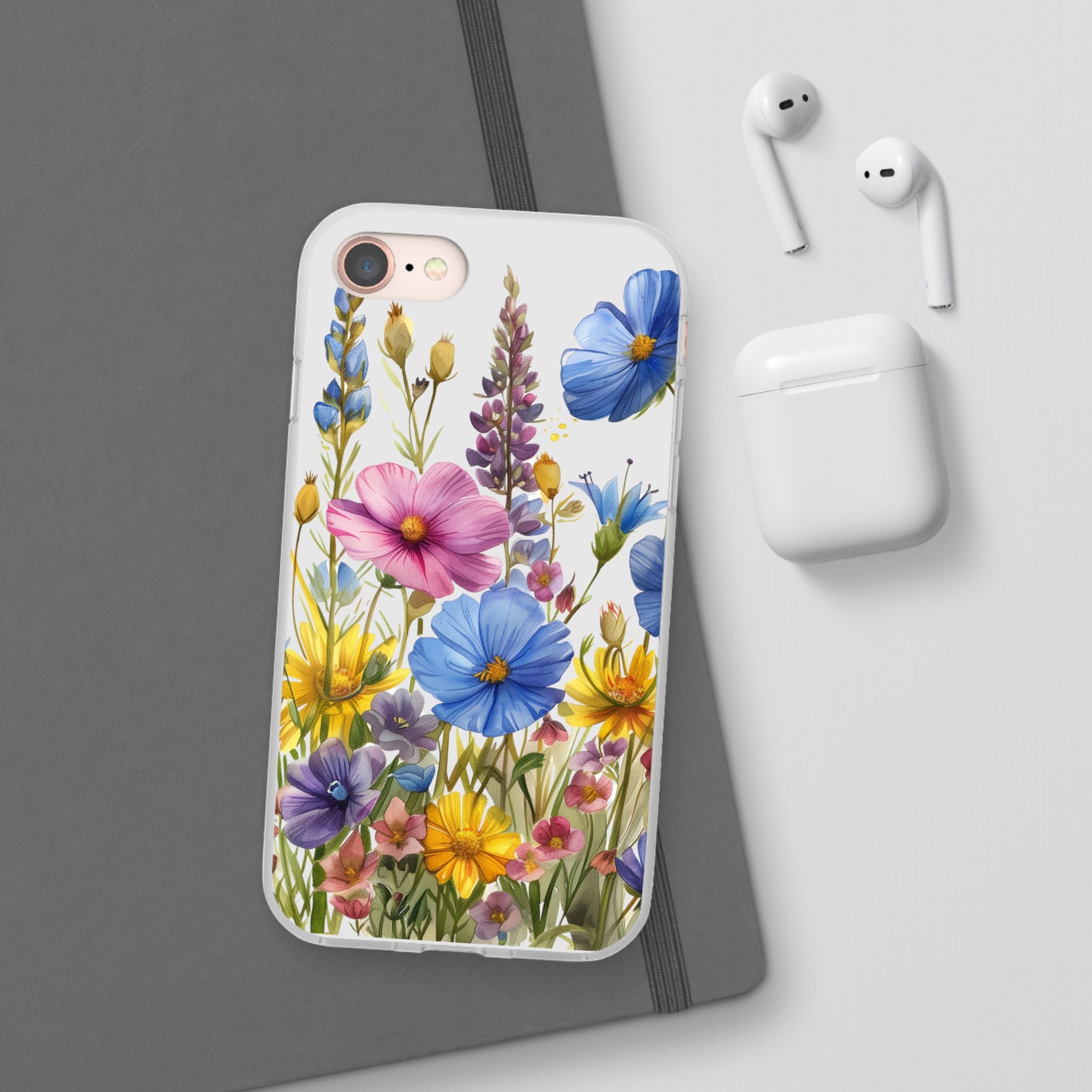 Floral Phone Case: Slim Matte TPU Cover, Wildflower Garden