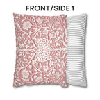 William Morris Inspired Heart & Blooms Pillow Cover: Faux Lace Botanical Design