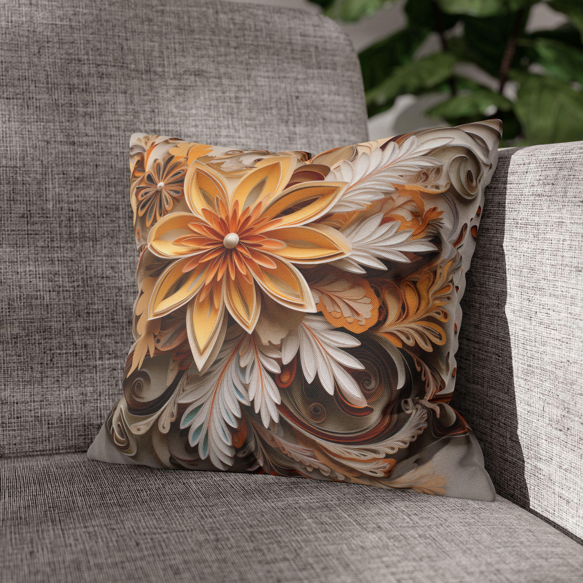 Autumn Chrysanthemum Pillow Cover, Fall Floral Accent Cushion