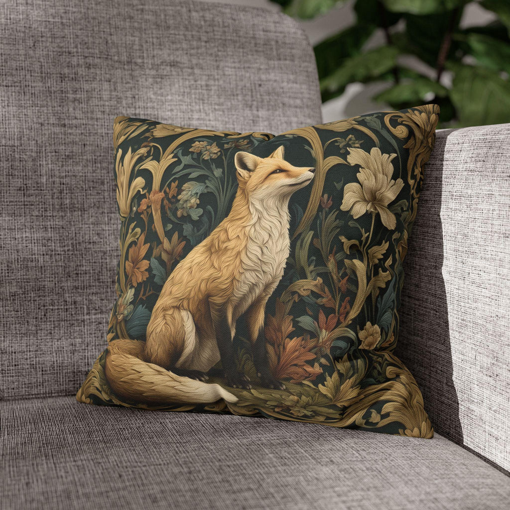 William Morris Fox Pillow Cover: Woodland Botanical Arts & Crafts Decor