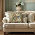 William Morris Inspired Botanical Pillow Cover: Vintage Style Hummingbird & Blooms