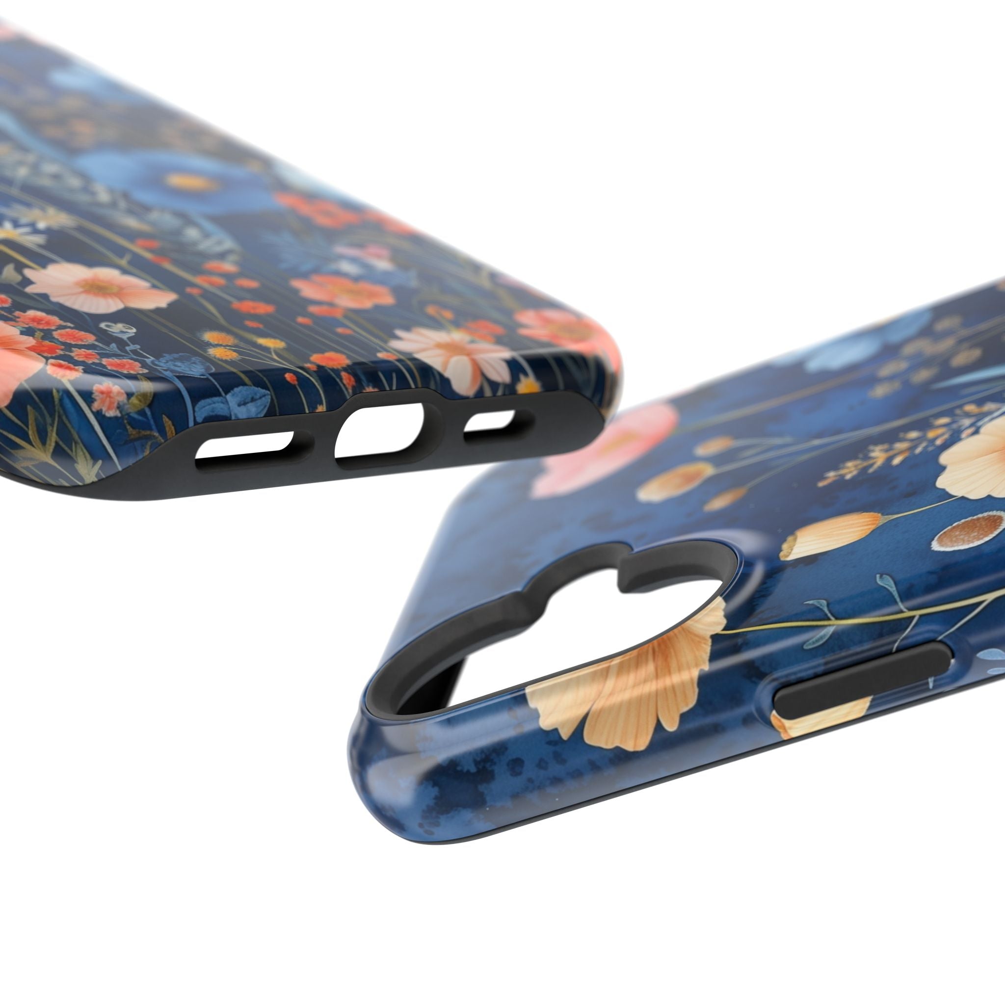 Blue Wildflower MagSafe iPhone Case: Dreamy Floral Design 14 15 16 Pro Plus Max