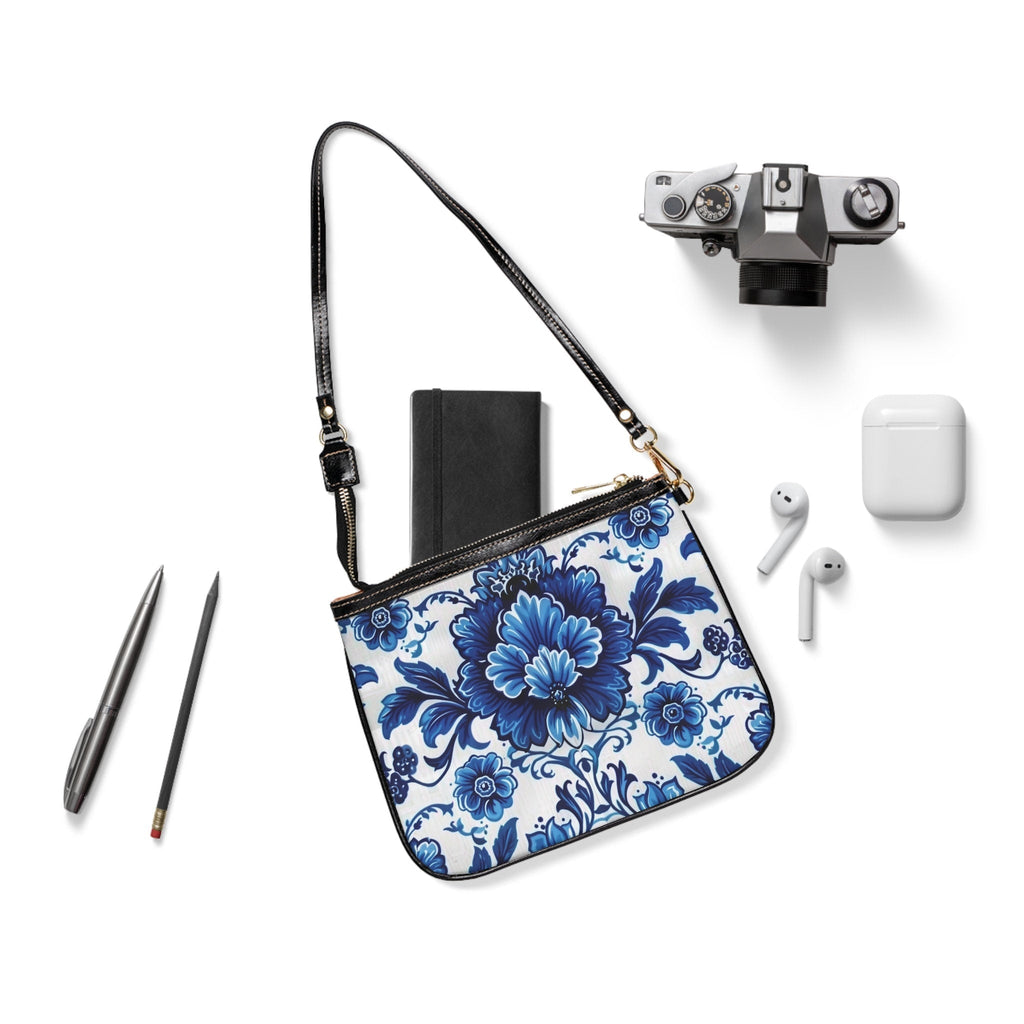 Blue Floral Porcelain Pattern Shoulder Bag: Designer Style