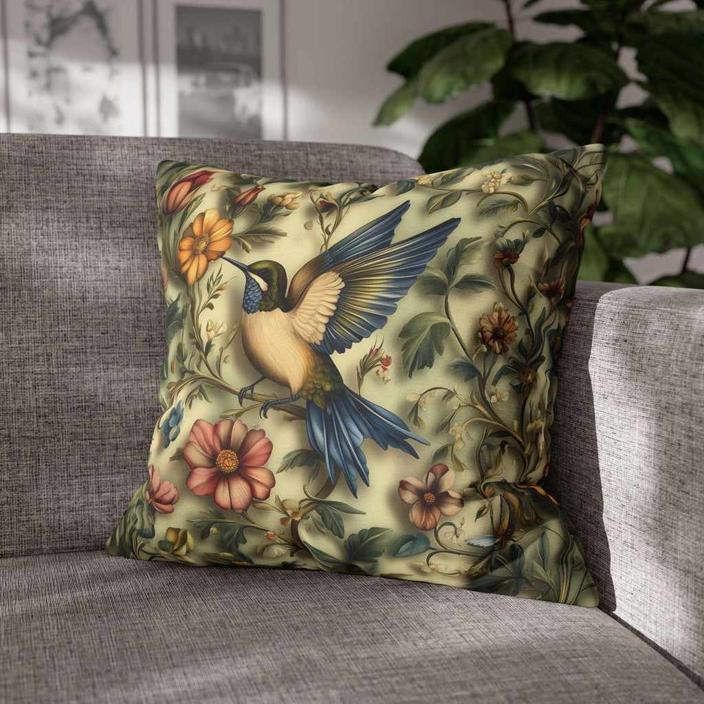William Morris Hummingbird Pillow Cover: Vintage Garden Inspired Arts and Crafts Floral Accent