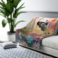 Butterfly Throw Blanket Pastel Wildflowers Spring Nature Art Cozy Couch or Bed Accent