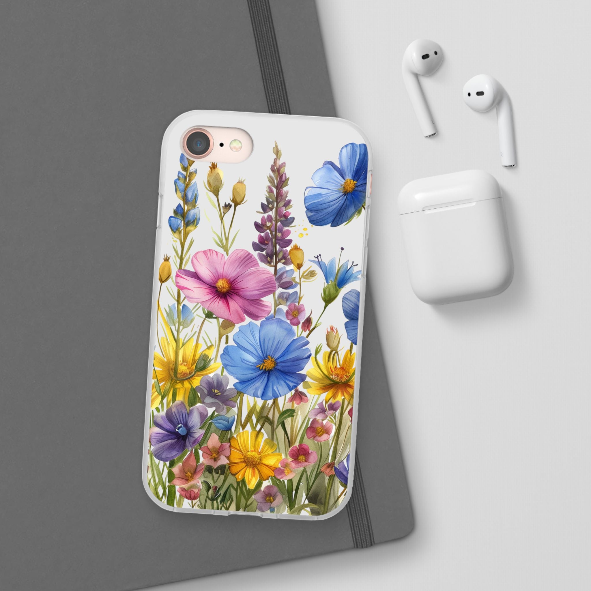 Floral Phone Case: Slim Matte TPU Cover, Wildflower Garden