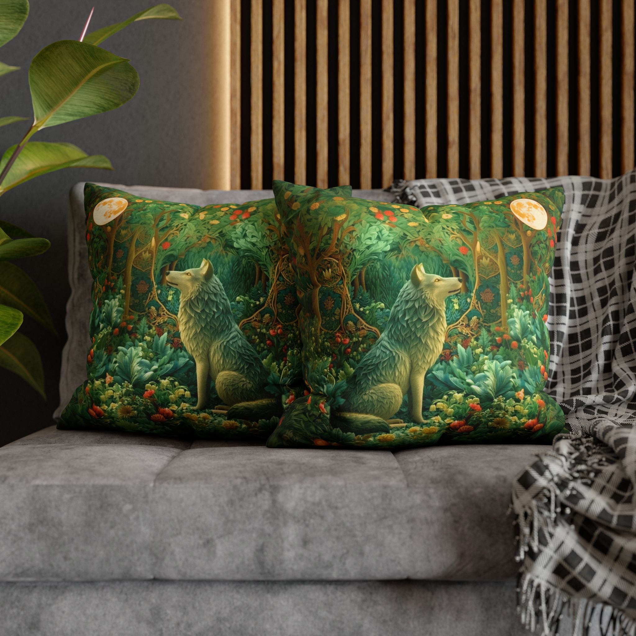 Mystical Wolf Moon Decorative Pillow