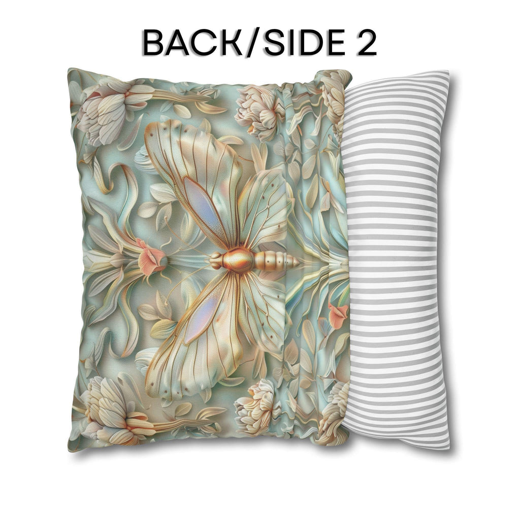 William Morris Butterfly Pillow Cover: Celadon Aqua Pastel Floral Design