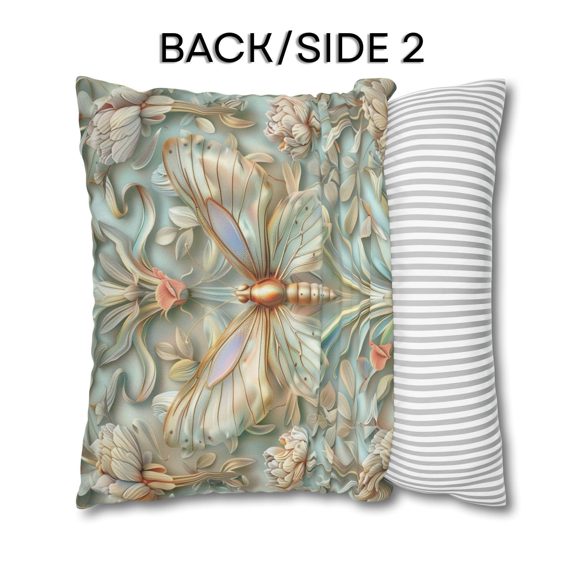 William Morris Butterfly Pillow Cover: Celadon Aqua Pastel Floral Design