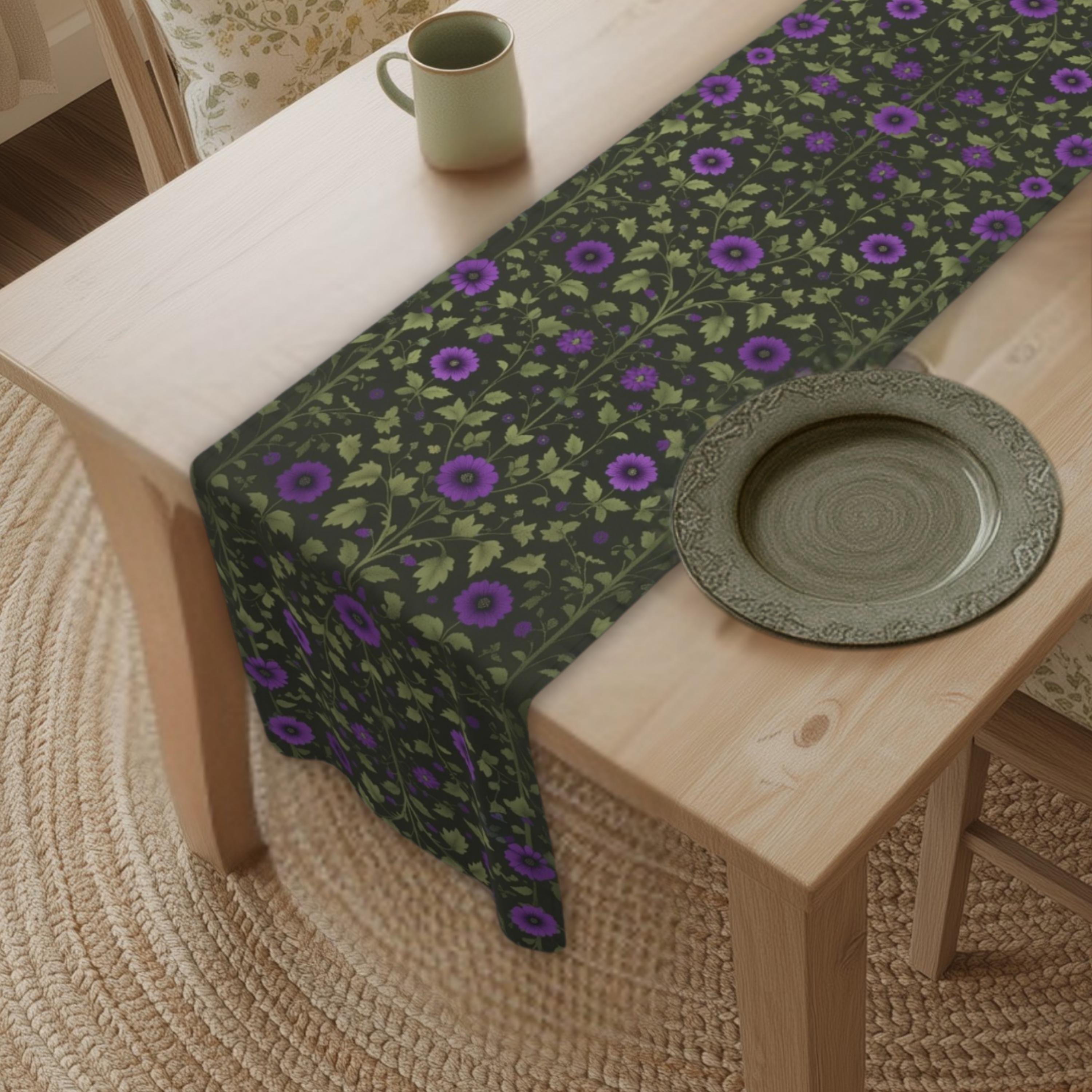 Elegant William Morris Arts and Crafts Floral Table Runner: 7 Colorway Choices