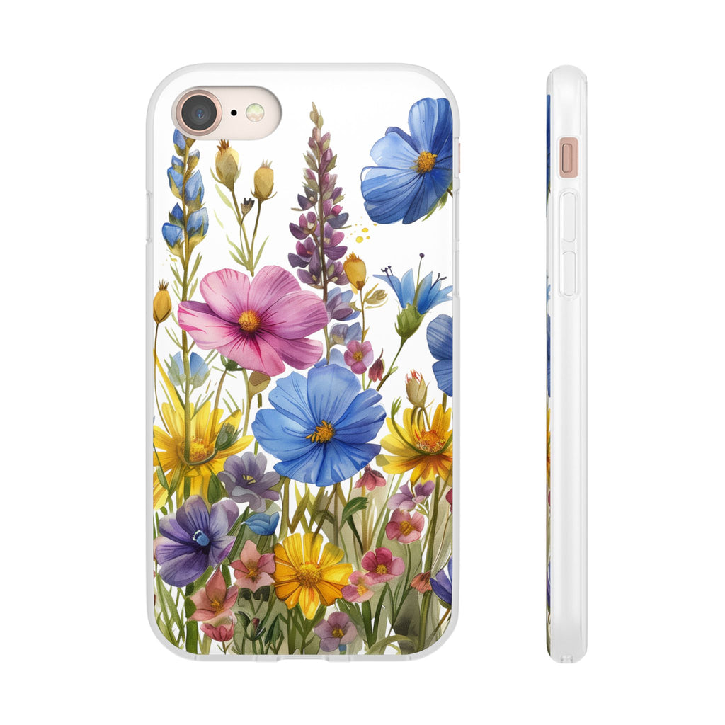 Floral Phone Case: Slim Matte TPU Cover, Wildflower Garden