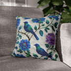 Chinoiserie Songbird Throw Pillow Cover: Cobalt, Teal, Violet - Multiple Sizes