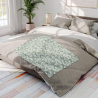 Damask Pattern Pastel Green Fleece Blanket, Vintage Style Throw Blanket for Living Room Bedroom
