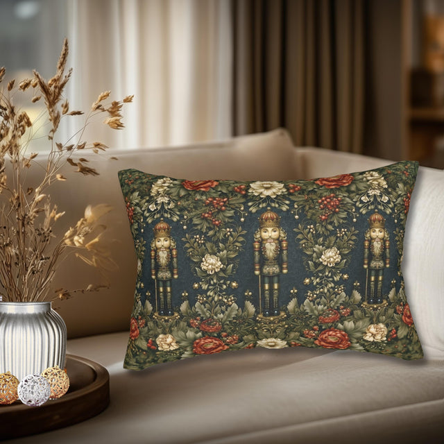 William Morris Nutcracker Lumbar Pillow: Arts and Crafts Vintage Style Holiday Nostalgic Decor