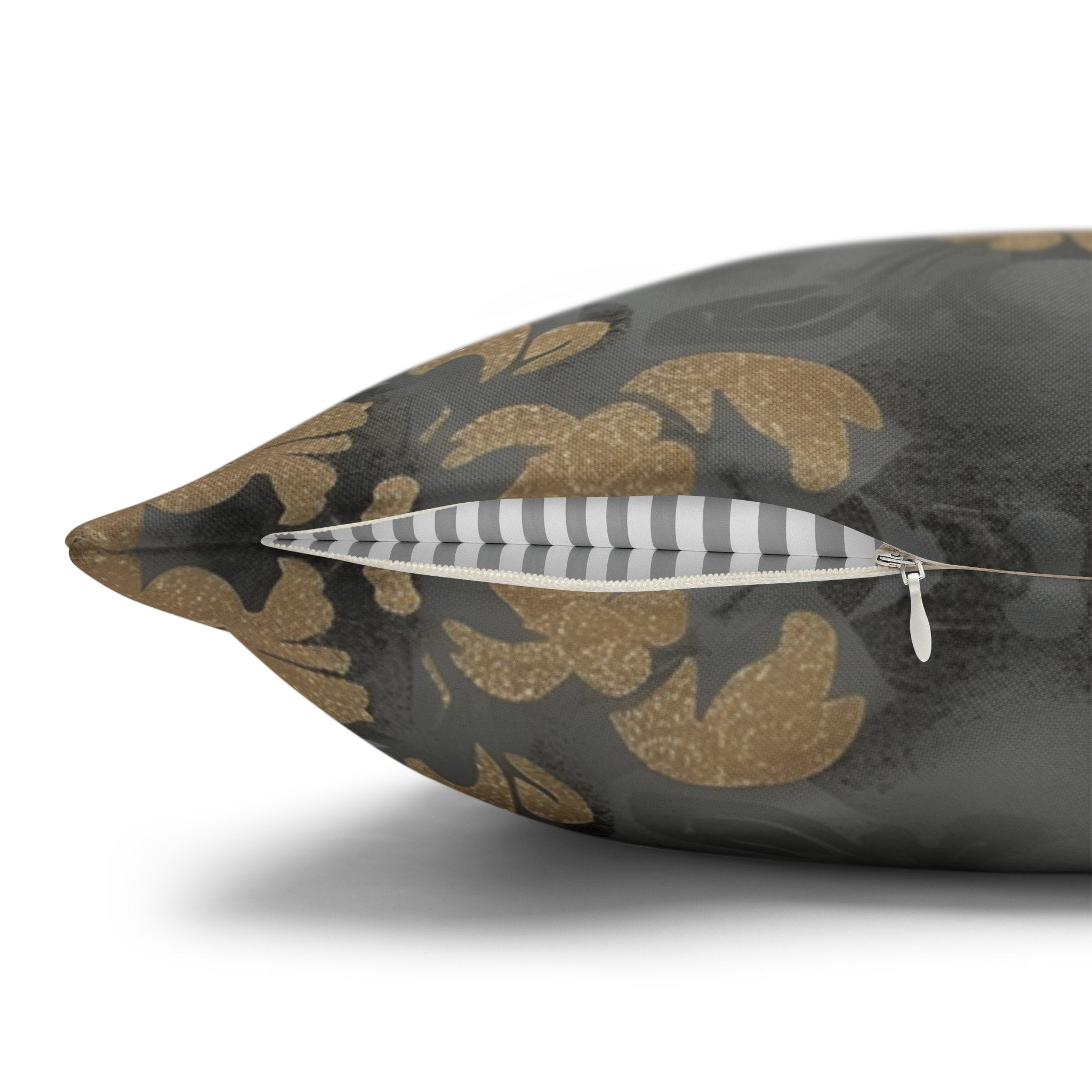 Gold Floral Damask Pillow Cover: Elegant Grey Decor